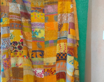 Bohemian Handmade Patchwork Blanket Kantha Quilted Throw Vintage Bedspread Wall Hanging decor