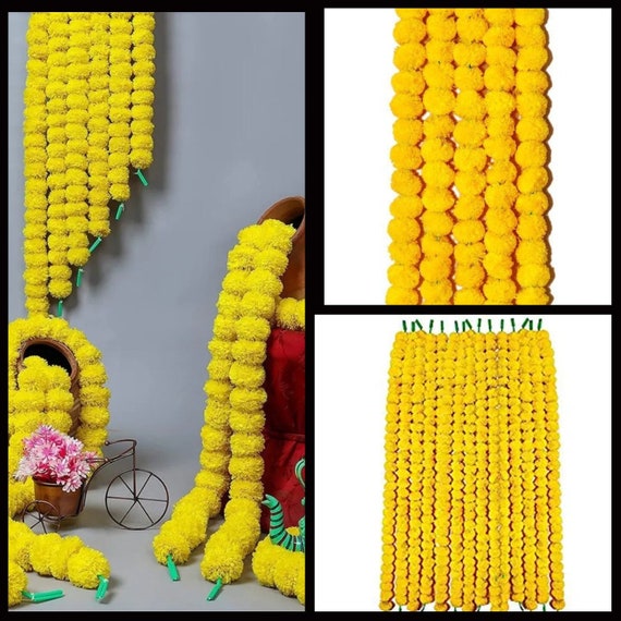 Artificial Yellow Flowers Marigold Garlands for Diwali Etsy