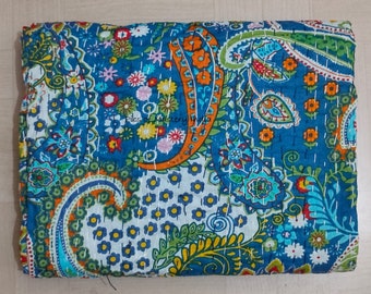 Blumendruck Indian Kantha Quilt Boho Kantha Quilts Handgemachte Quilts Indische Kantha Decke Tagesdecke Quilten Bettdecke,