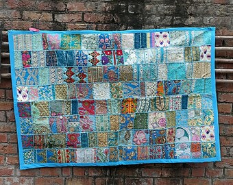 Boho Seide Patchwork Tapisserie Hand gestickt Wurf Stein Arbeitsläufer Boho Wanddekoration