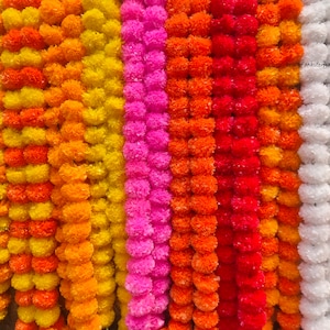 Wholesale artificial marigold flower garlands Indian wedding decoration flower garland bulk garlands for wall decor marigold garlands