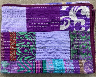 Boho Throw Blanket, Colorful Patchwork quilt Bohemian Chair Recliner Furniture Cover Hippie Throws Loveseat Sofa Blankets Handmade vintage