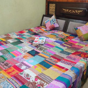 Bohemian Patchwork Quilt Kantha Quilt Handmade Vintage Quilts Boho King Size Bedding Throw Blanket Bedspread Quilting Hippie Quilts For Sale