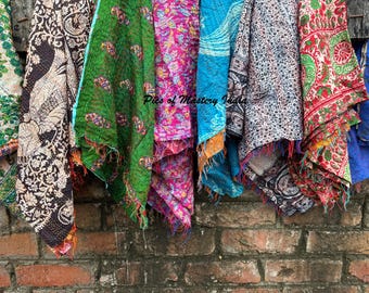 Lot of Elegant Kantha Silk Scarf, Handcrafted Scarves for Women, Stylish Wrap Fashion Accessory