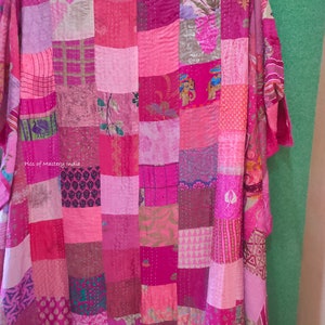 Couvre-lit indien Kantha Courtepointe Patchwork Kantha Throw Décoration d'intérieur Couverture hippie Cadeau bohème Couette Pink