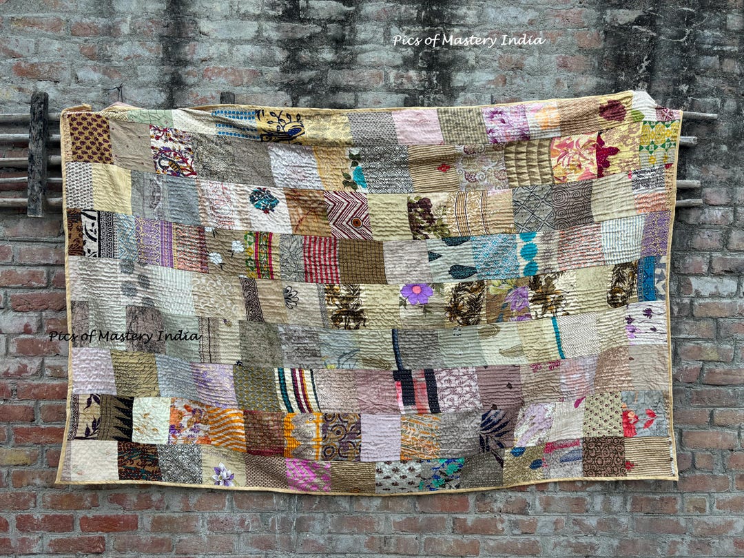 Kantha Quilt Patchwork Blanket Handmade Throw Vintage Kantha Quilts