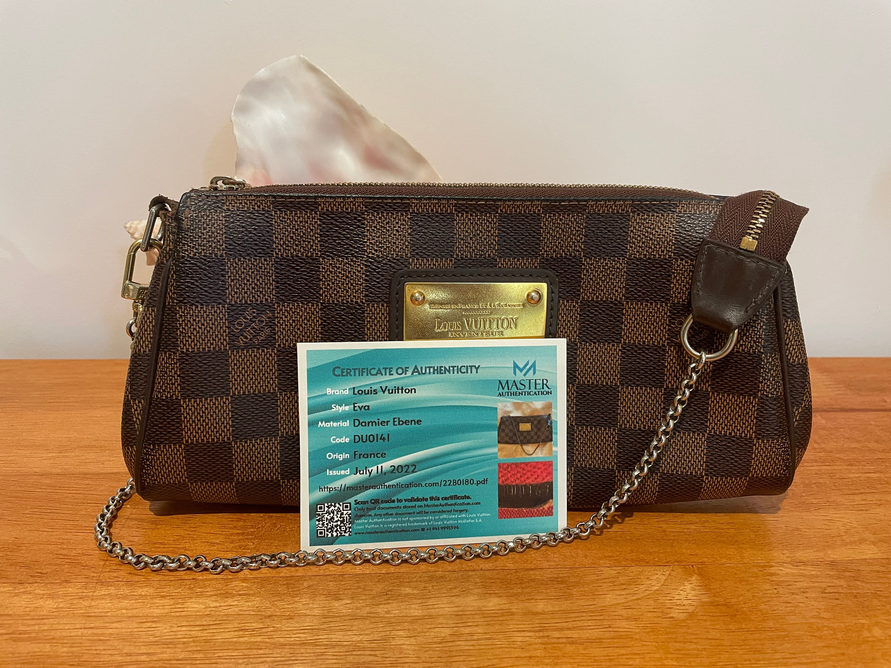 Louis Vuitton Damier Ebene Eva Clutch / Crossbody 2-way Bag