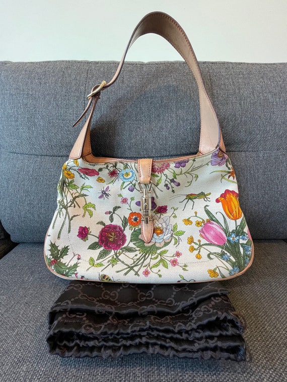 Authentic GUCCI Jackie O Bouvier Botanical Floral 