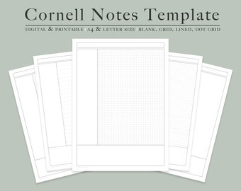 Printable Cornell Notes Template Goodnotes, Digital Note Taking Template, College Student Notes Paper Set, Goodnotes Template for Notes,