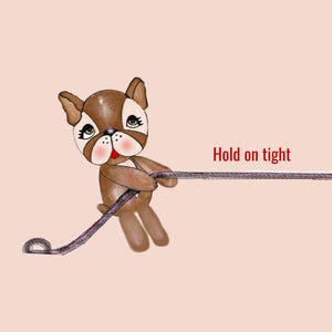 Frenchie Hundepostkarte - Tug of Love Note, süße Welpe Freundschaftskarte