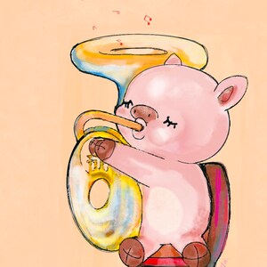 Piggy suona una melodia – Cartolina con animale bizzarro