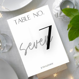 CLEAN Wedding Table Number Template, Simple Table Numbers, Modern Minimalist Table Numbers Printable, Clean Table Number Cards Instant,