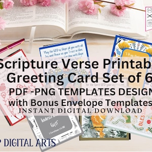 Tarjeta imprimible con versículos bíblicos, juego de 6 tarjetas de felicitación de fe, tarjeta inspiradora, cita bíblica, tarjetas de bendición, tarjeta de regalo espiritual cristiana