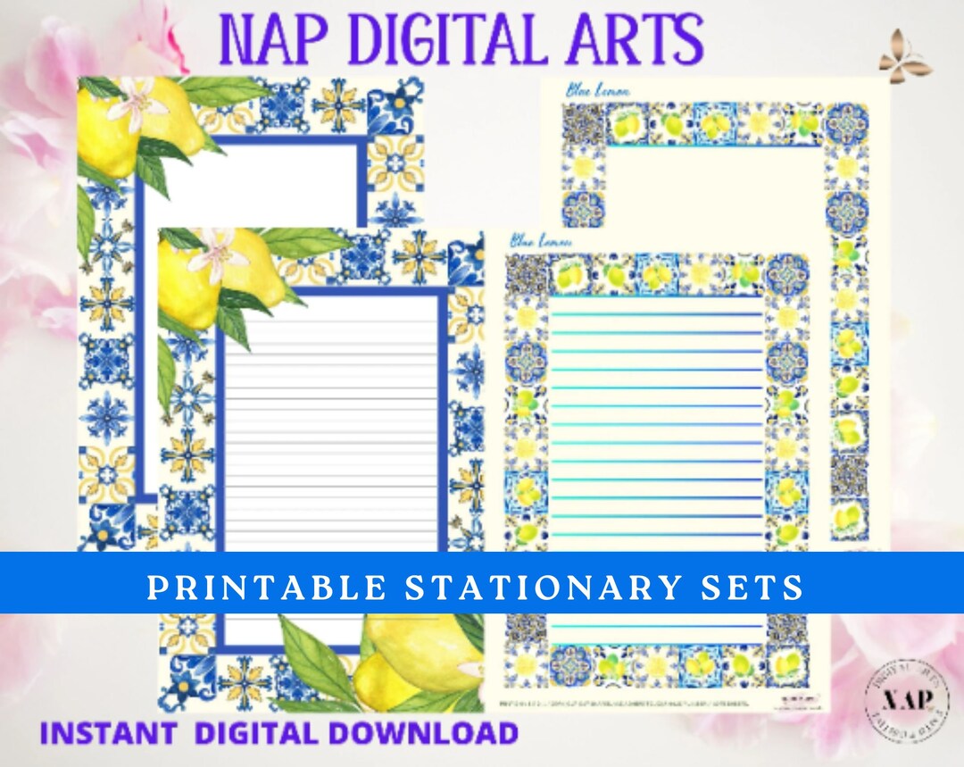 Lemon Printable Writing Paper, Lined Note Paper, Stationary Template ...