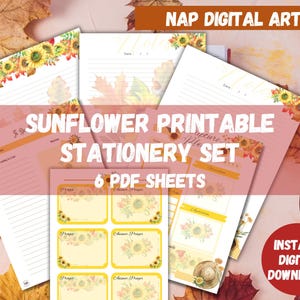 Papelería imprimible de girasoles, juego de escritura de girasoles, tarjetas de oración imprimibles, papel de fe, estudio de las Escrituras, reflexión, regalo para estudio bíblico