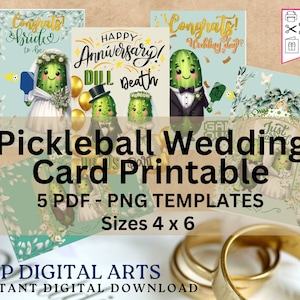 Pickleball Hochzeitskarte zum Ausdrucken, frisch vermählte Grußkarte, Bräutigam Humor, Pickle Brautkarte, Jahrestag, frisch verheiratet, Hochzeitskarte Geschenk