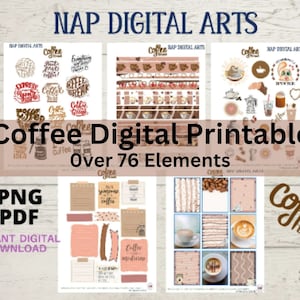 Coffee digital printable, Printable Journal insert, Coffee planner sticker, Coffee digital clipart, Coffee lover sticker, Reflection journal