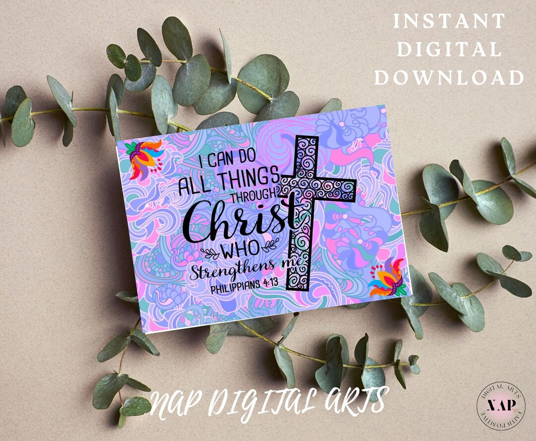 Cross Card, Verse Card, Religious Printable Card, Christian Printable ...