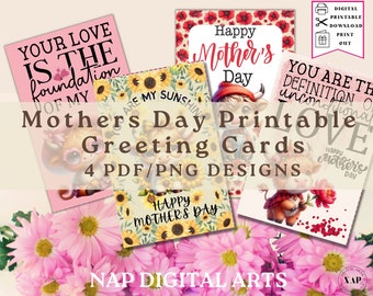 Mother's Day printable, Mothers digital greeting card, Mom quotes, Floral Greeting card set 4, Cute Highland Mom card, Mother's Day gift