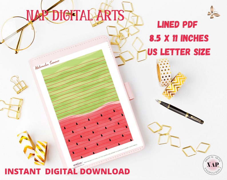 Watermelon Printable Stationary Set, Cute Printable Writing Paper ...