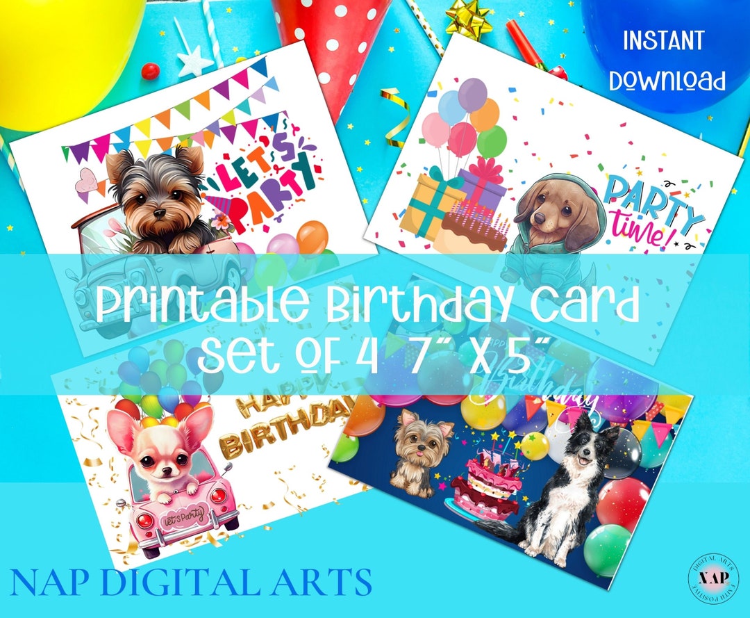 Printable Birthday Card, Dog Birthday Card, Birthday Cards for Dog ...