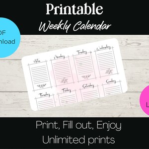 Weekly To-Do list/ notes/ printable/ cute/ adult/ notes