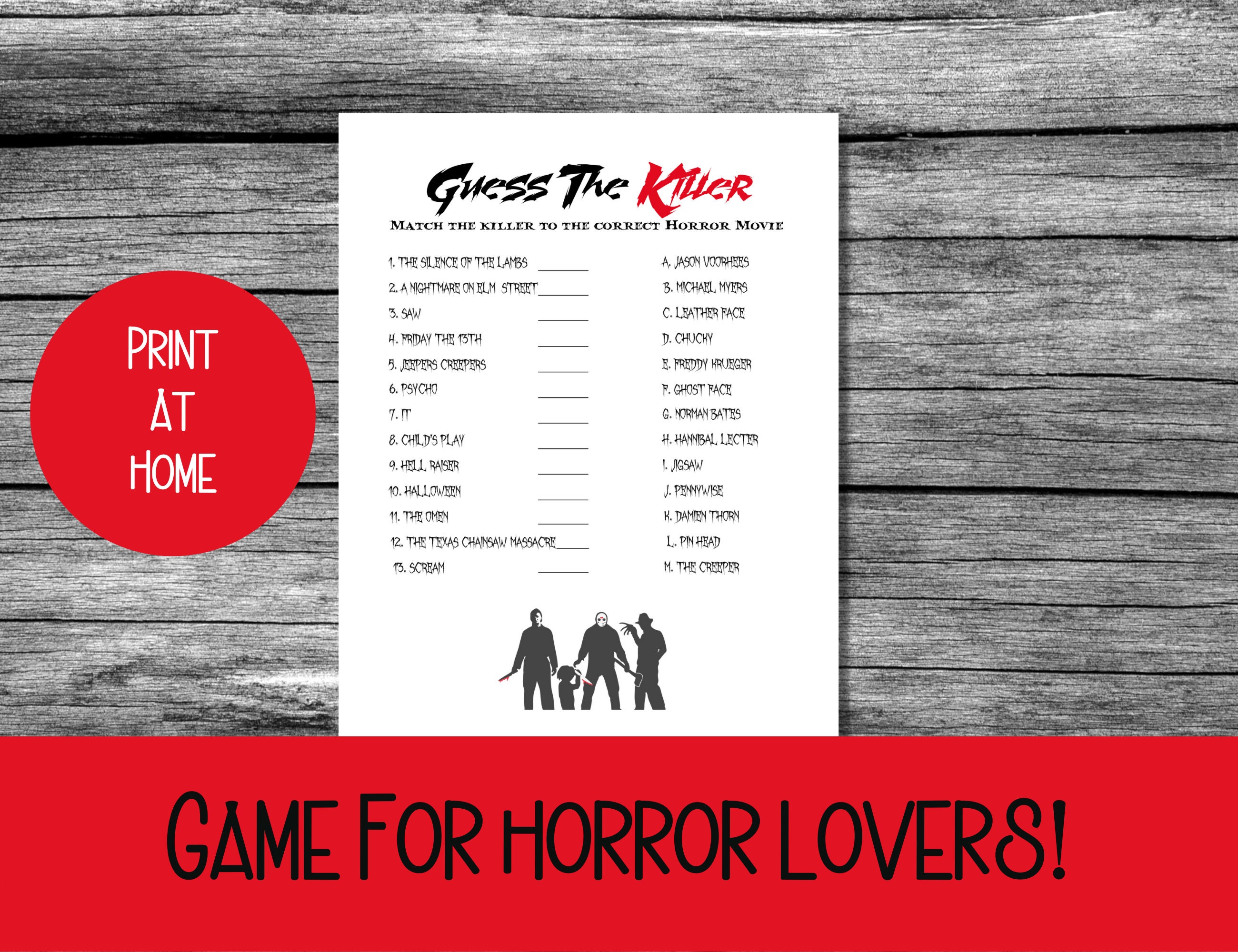 Friday The 13th and Nightmare On Elm Street Killer Trivia Game for