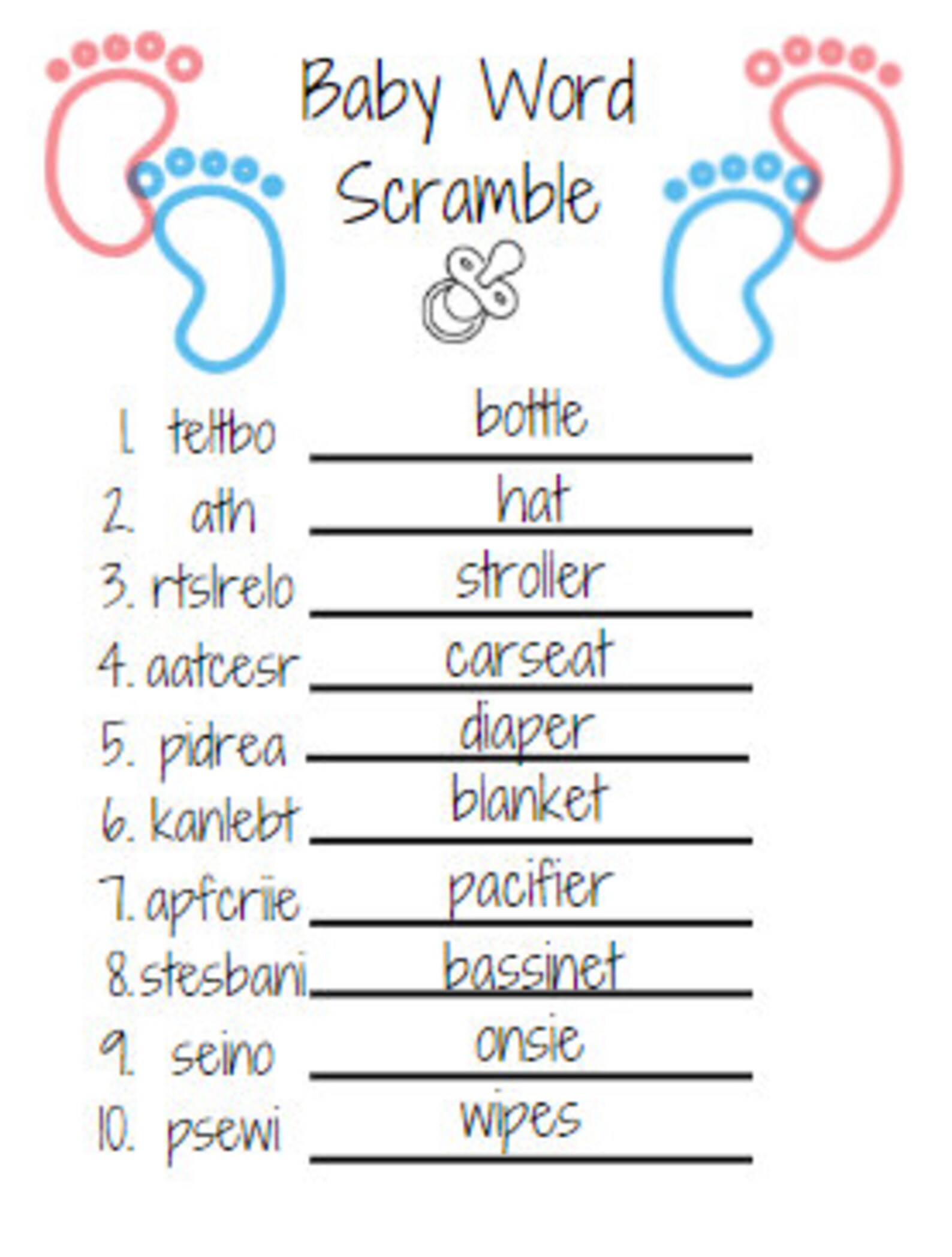 Baby Word Scramble - Etsy