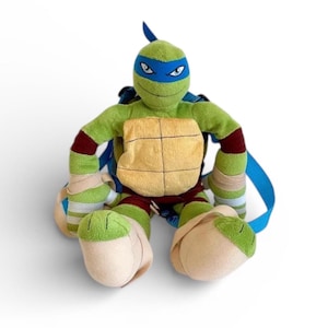 15" Vintage Teenage Mutant Ninja Turtles Plush Backpack Nickelodeon – (Small Pouch Inside Shell) - (USA - Tariff FREE)