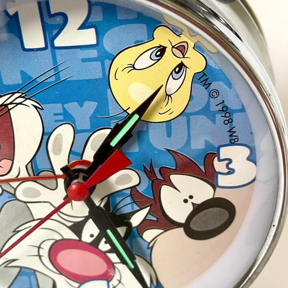 1998 Vintage Sylvester Cat Clock With Twin Bell Looney Tunes