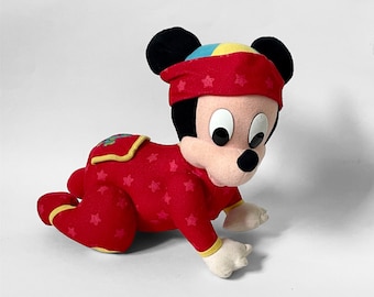 11" Vintage Disney Baby Touch & Crawl Mickey Mouse, Animated Toy Mattel, (USA - TARIFF FREE)