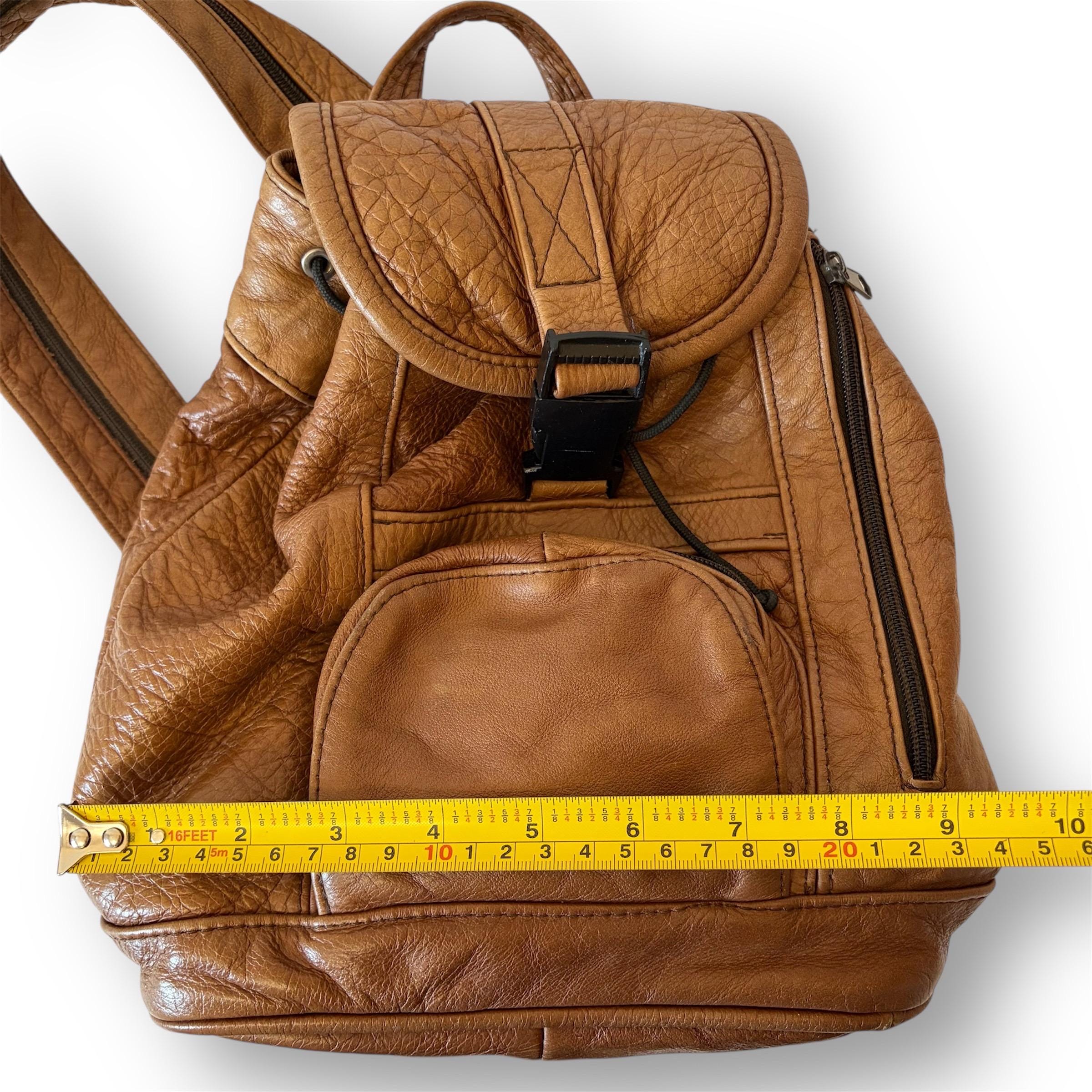 1970s Vintage Brown Leather Backpack - Small Daypack - Genuine Soft ...