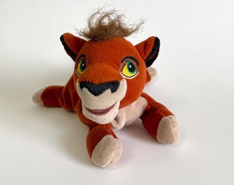 Vintage Disney The Lion King Simba&#39;s Pride Kovu Bean Bag Plush | Kovu Floppy Stuffed Animal Toy | Rare Collectible Disney Toy, (8 inch)