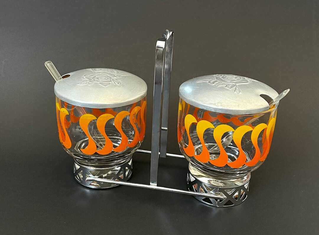 60s Vintage Libbey Glass Condiment Caddy Server Libbey Etsy