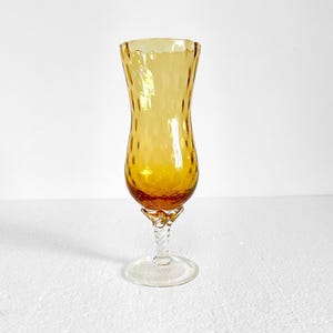 1960s Vintage Vase Amber Glass Bud Vase Italian, Handblown Art Glass Vase Pedestal, Mid century Modern Art Glass Empoli Vase Decor Retro, 8&quot;