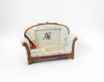 Vintage Victorian Sofa Picture Frame with Jewelry/Trinket Holder, Decorative Photo Frame Shabby Chic Home Decor, Heavy & Made of Resin