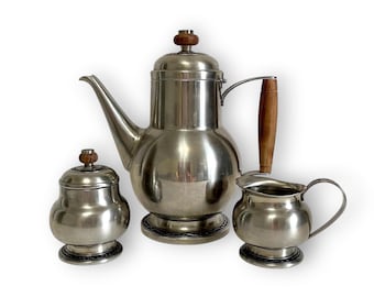 Vintage Oneida Coffee Tea Set – 18/8 Stainless Steel Pot, Creamer & Sugar Bowl, JAPAN –  (USA - Tariff FREE)