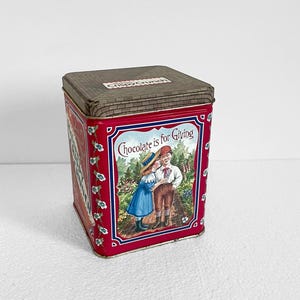 Boîte en fer blanc vintage des années 90 en métal rouge, boîte de chocolats Neilson Crispy Crunch vintage, objet publicitaire en fer blanc à collectionner, rangement de cuisine rétro