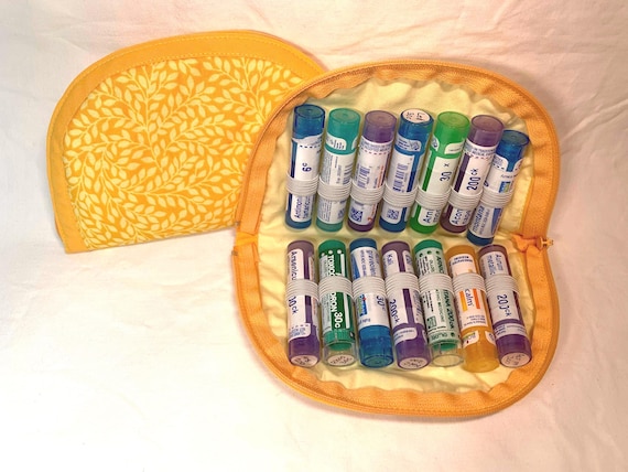 Zippered pouch for 14 homeopathic remedies
