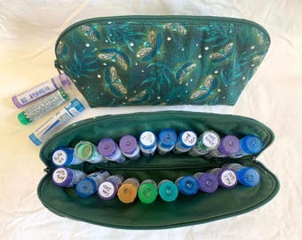 EMF shielding lined zippered pouch for 20 homeopathic remedies