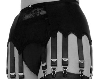 Nancies Intimates ' Rita ' Black Lace Garter Belt with 12 Suspenders for Stockings