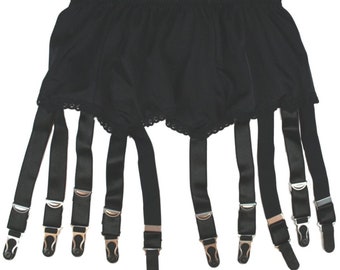 Nancies Intimates ' Sandra ' Black Lycra Garter Belt with 10 Suspenders for Stockings