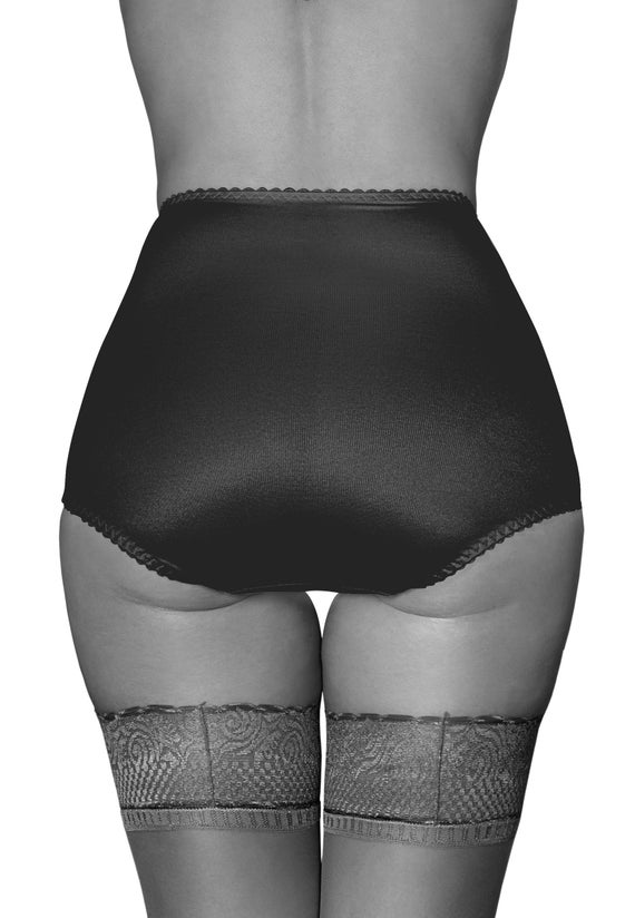 Black Panty Girdle with Suspenders. Retro Style 6 Suspender Straps, Firm  Control