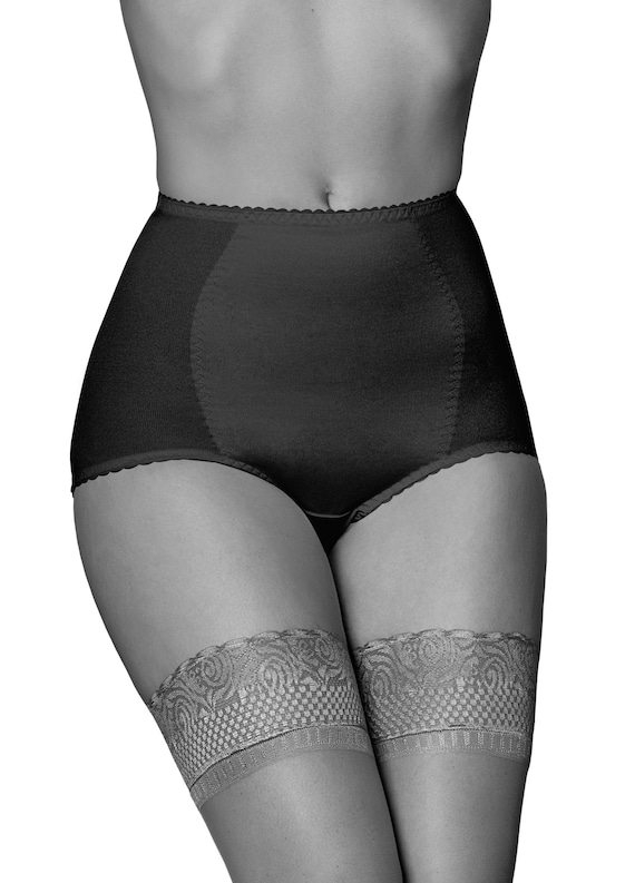 Black Vintage Style Panty Girdle with 6 Suspenders