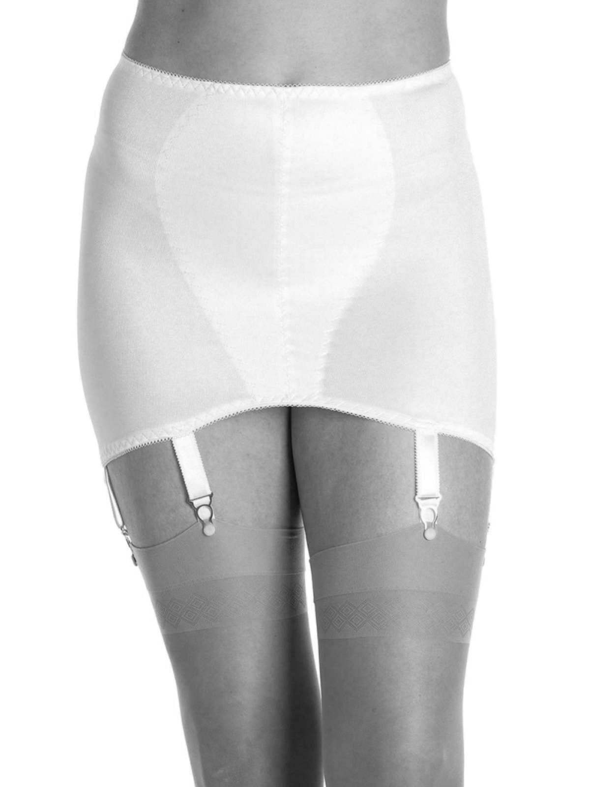 Seamless White Ladies Roll On Suspender Girdle, Corset, Size 10-24