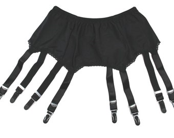 Nancies Intimates ' Claire ' Black Lycra Garter Belt with 8 Suspenders for Stockings