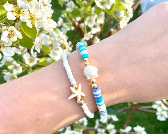 Sea shell bracelet stack