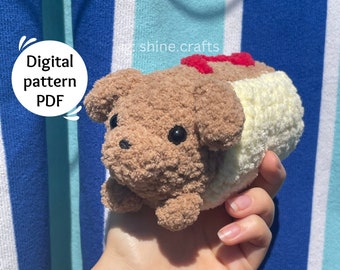 Hotdogknuffel, gehaakte amigurumi-weiner, hotdogPATROON, pdf-instructies