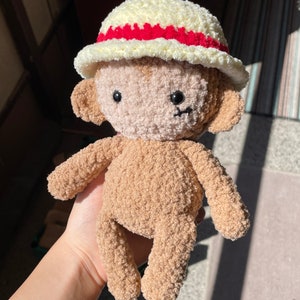 Low Sew Monkey Amigurumi Häkelanleitung, Luffy süßer Kawaii Affe PDF druckbare freundliche Version Bild 5