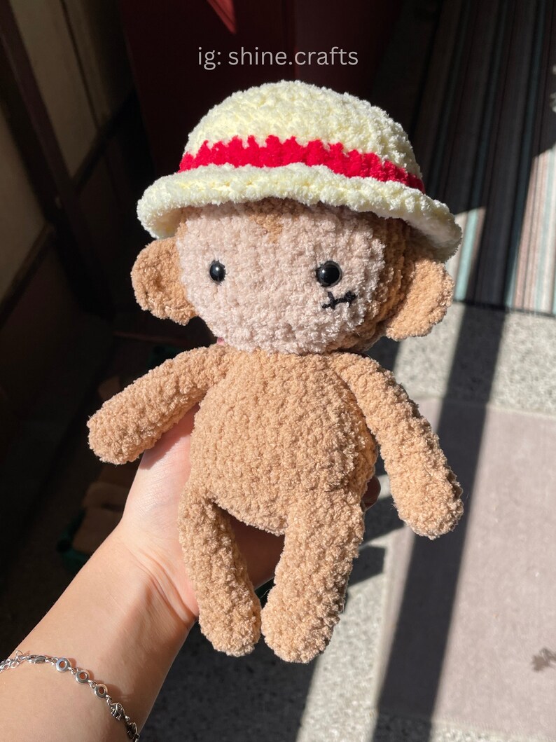 Low Sew Monkey Amigurumi Häkelanleitung, Luffy süßer Kawaii Affe PDF druckbare freundliche Version Bild 5